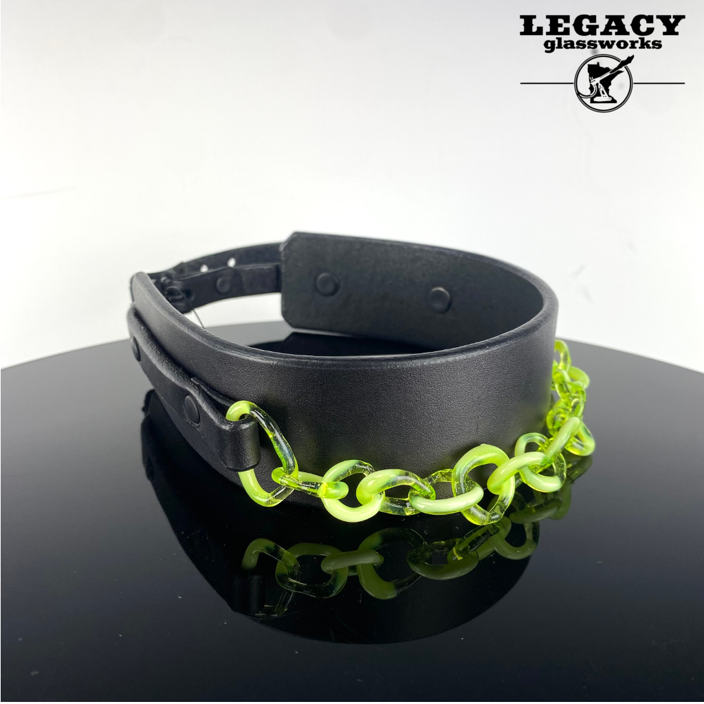 Sam L.S. Glass Chain Leather Collar #1