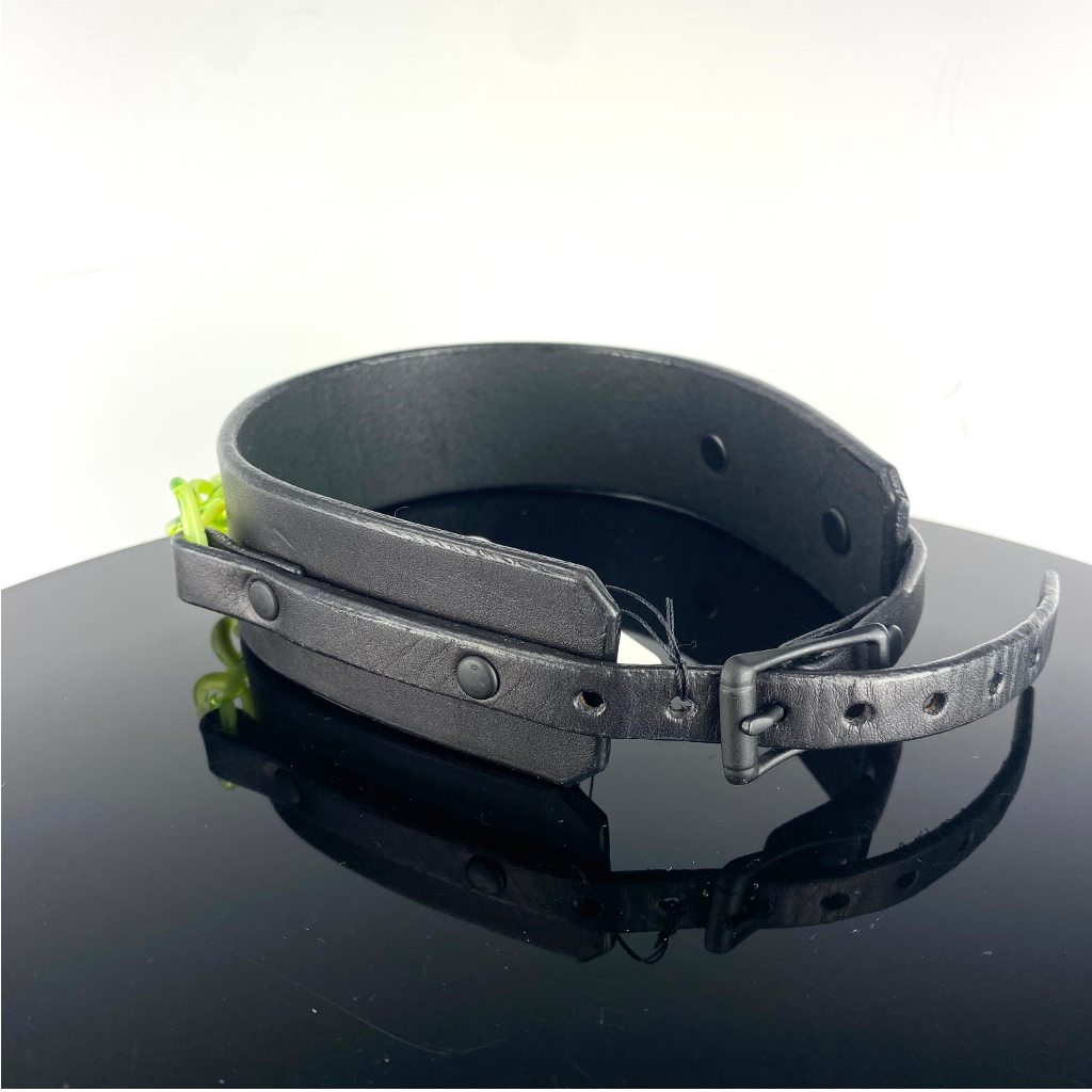 Sam L.S. Glass Chain Leather Collar #1