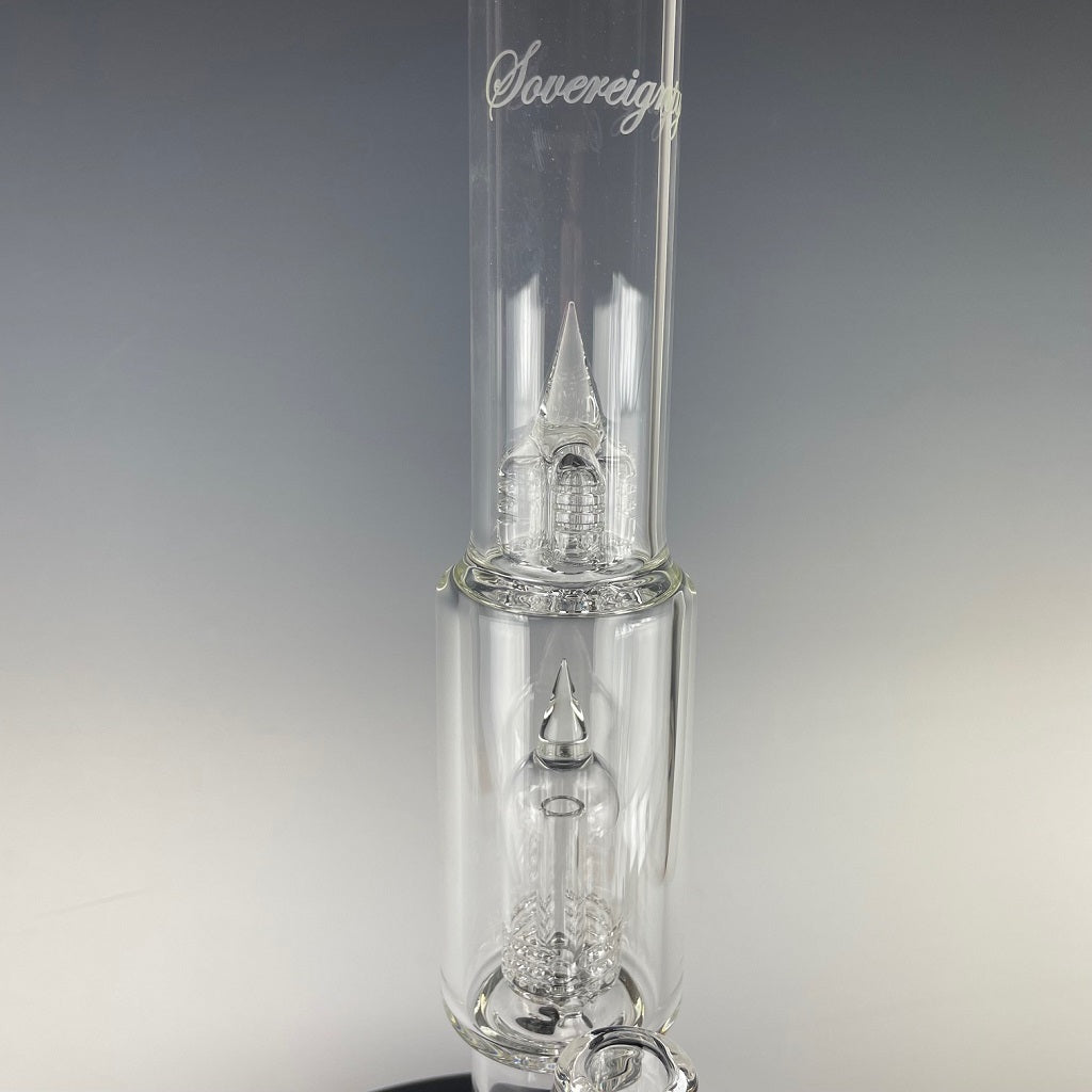 Sovereignty Glass Clear 50mm Grid Dome- Fixed 180 Straight Neck (#10)